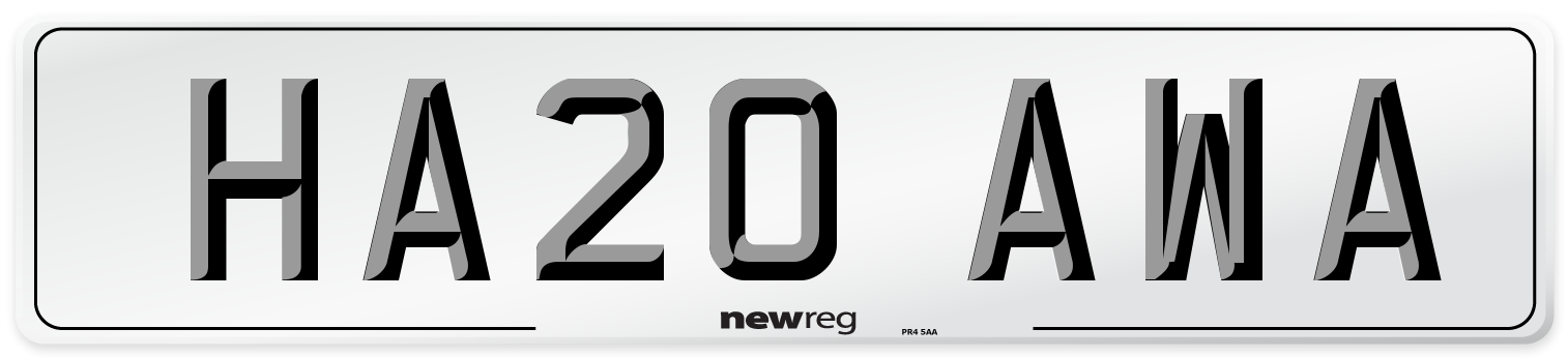 HA20 AWA Number Plate from New Reg